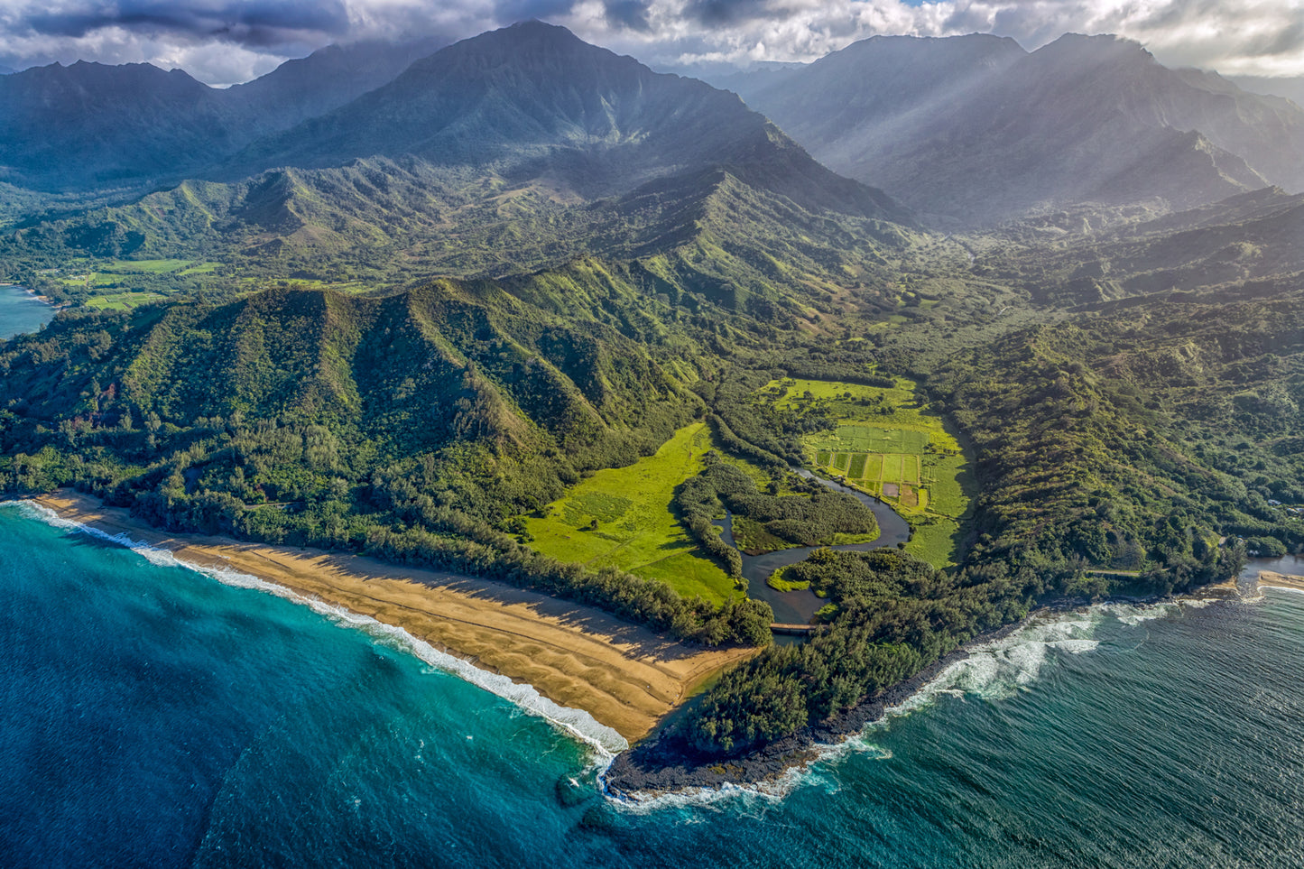 d An aerial view of the Napali Coast of Kauai