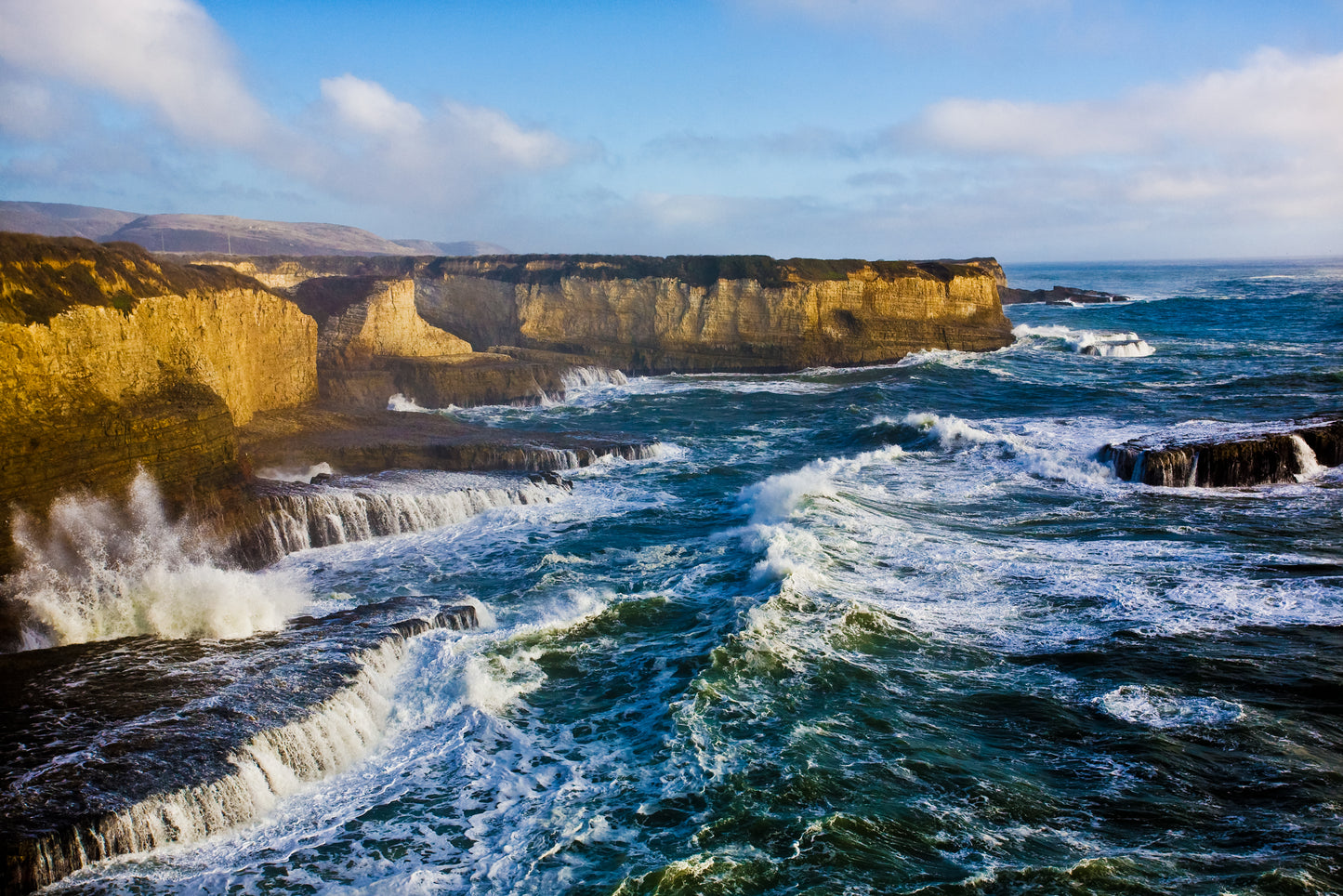 p High surf and roiling seas on the California Coast in Santa Cruz California